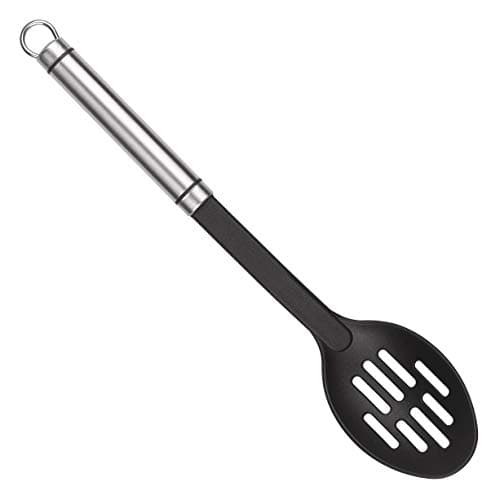 Image of Tala Nylon Slotted Spoon with Stainless Steel Handle, Ideal for use with Non-Stick Kitchenware as it Will not Scratch The Coating, Perfect for Serving, Dishwasher Safe, Silver