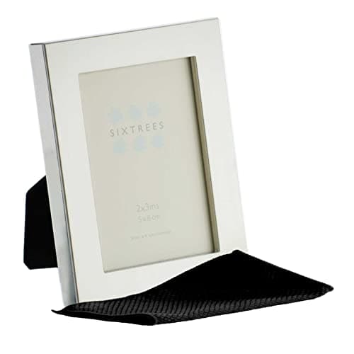 Image of Sixtrees Elite Square Edge Silver Plated 2x3 inch (51x76mm) Photo Frame Complete with microfibre polishing cloth.