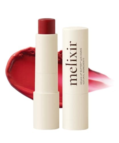Image of Melixir Vegan Lip Butter (12 Colors), Hydrating Tinted Lip Balm Stick, Petrolatum-Free, Plant-Based Korean Lip Care, Moisturizes Dry Lips With Shea Butter, Sheer & Natural Finish - #03 Red Velvet