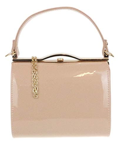 Image of Girly Handbags Womens Patent Faux Leather Clutch Bag - Nude