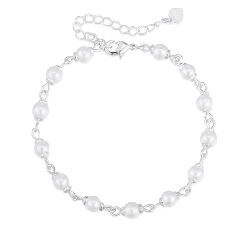 Image of Halora Pearl Bracelet for Women, 925 Sterling Silver Pearls Bracelets Wedding Jewellery Bridesmaid Gifts, Style B