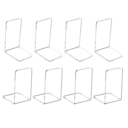Image of MerryNine Plastic Acrylic Bookends Pair Organizer Bookshelf Decor Decorative Bedroom Library Office School Supplies Stationery Gift (Plastic Acrylic_4 Pairs)