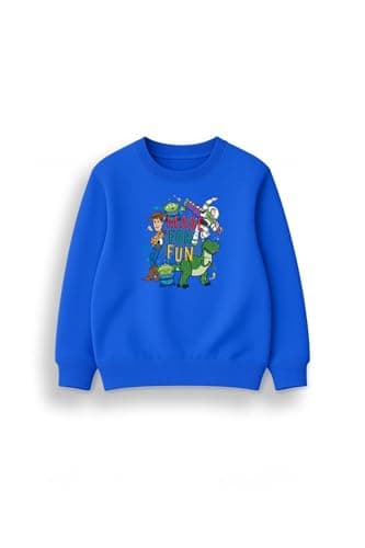 Image of Disney Toy Story Boys Sweatshirt - Made For Fun Character Graphics, Blue Crew Neck Jumper, Long Sleeve Graphic Sweat Top, Rib Cuffs And Hem, Cosy Everyday Layer For Boys