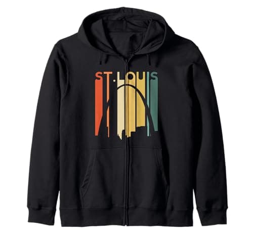 Image of St Louis Missouri Gateway Arch Retro Mississippi River Lou Zip Hoodie