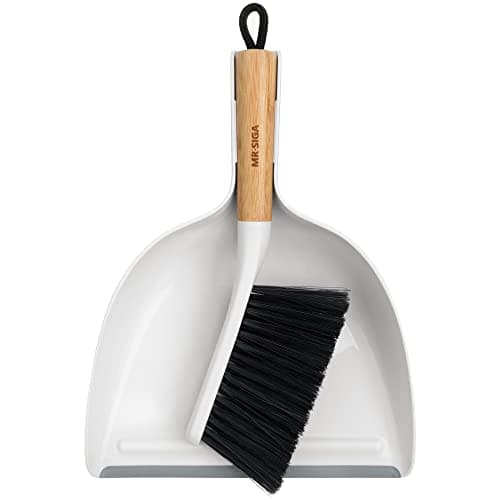 Image of MR.SIGA Dustpan and Brush Set, Portable Cleaning Brush and Dustpan Combo with Bamboo Handle, 1 Set