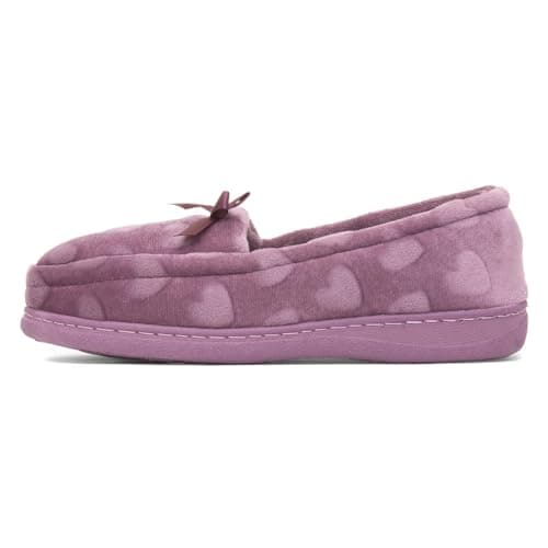 Image of The Slipper Company Womens Purple Hearts Moccasin - Size 7 UK - Purple