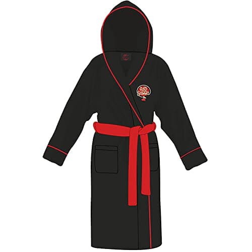 Image of Rod Stewart Bathrobe Cherries Logo Official Black super soft fleece Unisex L