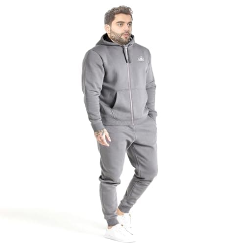Image of INSPIRE KING Men's Tracksuit Set 2 Piece Zip Hoodie and Joggers – Fleece Sweatshirt & Sweatpants Full Set – Long Sleeve Hooded for Casual, Gym (UK, Alpha, S, Regular, Regular, Standard, Mid Grey)