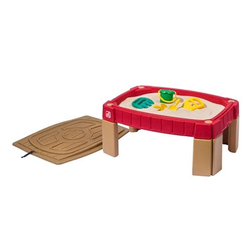 Image of Step2 Naturally Playful Sand Table with Lid | Raised Sandbox made of plastic | Includes 4 accessories