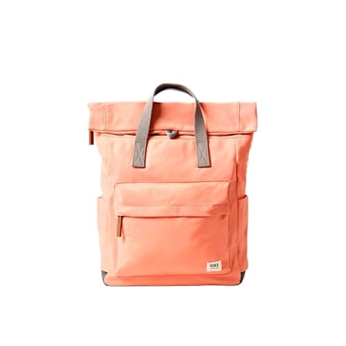 Image of ROKA London Canfield Medium Backpack – Sustainable Water Resistant Roll Top Rucksack for Work, Travel & Commuting – Lightweight Laptop Backpack with Secure Pockets for Men & Women (Sugar Coral)