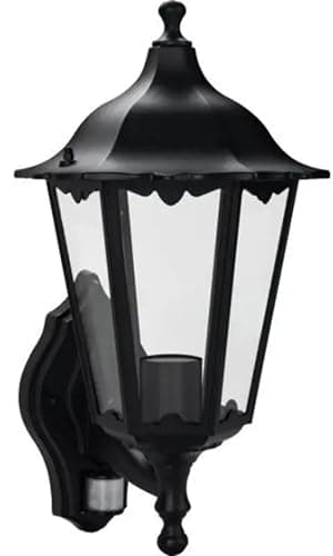 Image of Luceco Six Panel Coach Lantern with PIR Sensor, Black