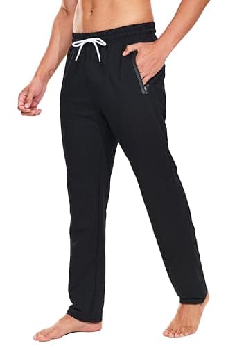 Image of HCSS Mens Joggers Slim Fit Tracksuit Bottoms with Zip Pockets Elasticated Waist (Black S)
