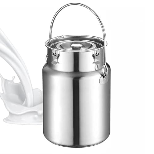 Image of Milk Stainless Steel Bucket Milk Pitcher Can with Lid Milk Churn Wine Pail Bottle Tea Barrel Milk,3Liters