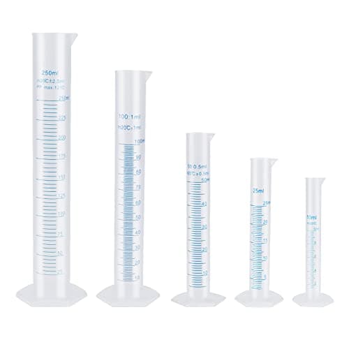 Image of 5pcs Plastic Graduated Cylinder Beaker 10ml 25ml 50ml 100ml 250ml Measuring Cylinder Science Measuring Test Tube Flask Blue Graduation Lines Cylinder Liquid Measuring Tools Lab Test Tube Pour Spout
