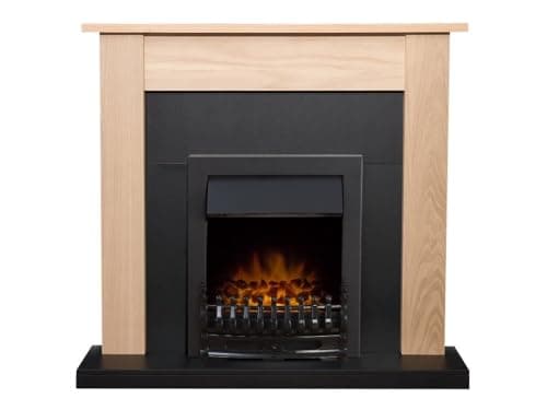 Image of Adam Southwold Fireplace Suite in Oak and Black with Blenheim Electric Fire in Black, 43 Inches