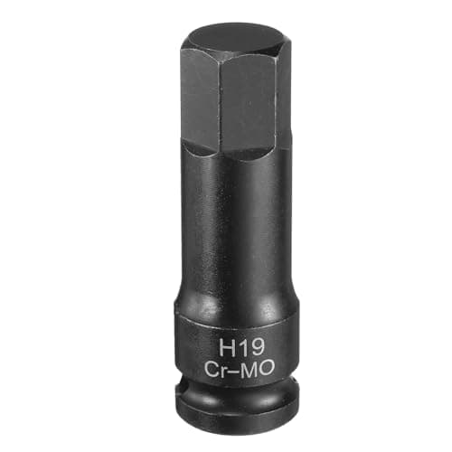 Image of Sourcing Map H19 19mm Hex Impact Bit Socket, 1/2" Drive, Chrome Molybdenum Steel, Black Phosphate Finish, 3.07" Length, 1 Count, For Auto Mechanics, Hex Fasteners