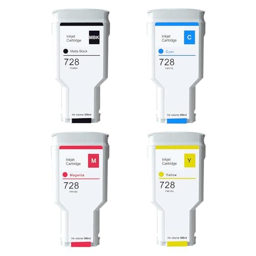 Image of 4 Pack 728 Ink Cartridge Replacement for HP F9J68A F9K17A F9K16A F9K15A Compatible for HP DesignJet T730 DesignJet T830 MFP Printer,300ml x 4,Matte Black/Cyan/Magenta/Yellow
