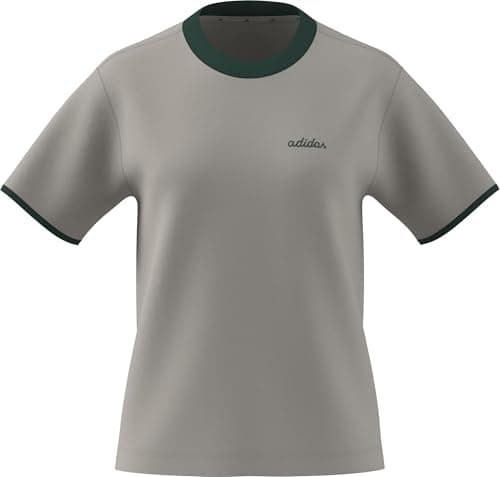 Image of adidas Women's Seasonal Essentials Colorpop T-Shirt with Embroidered Graphic, Wonder Alumina/Collegiate Green, M