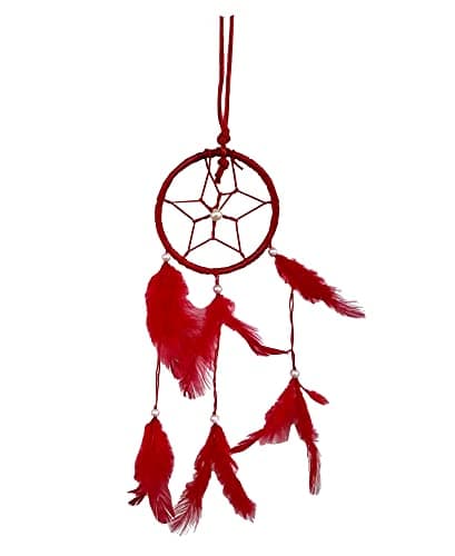 Image of Rastogi Handicrafts Dream Catchers Wall Decor,Handmade Feather Decor Room Hanging Decoration Home Car Bedroom Nursery (Red 3" Ring)