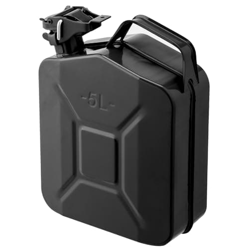 Image of Bonnlo 5L Metal Petrol Can Fuel Oil Storage Can Diesel Tank with Spout, Black
