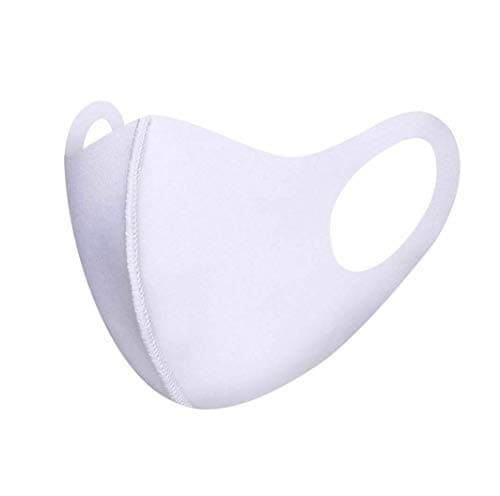 Image of Komonee Adults Washable Reusable White Face Mask Dustproof Cloth Mouth Cover Covering For Men Women Outdoors Indoors Cycling Ski Protection