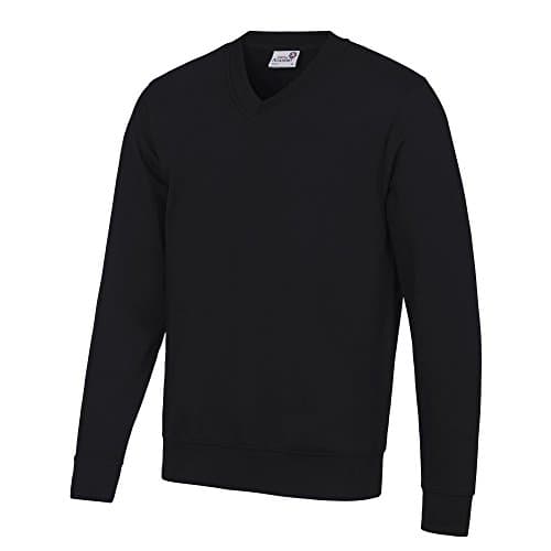 Image of AWDis Boy's Kids Academy V-Neck Sweatshirt School Top, Black (Academy Black), 13 Years (Manufacturer Size:XX-Large)