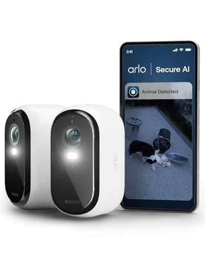 Image of Arlo Essential 3 HD Video Security Camera Outdoor Wireless, Battery Operated Home Camera With Colour Night Vision, Light, Siren, 2 Way Audio & WiFi, Secure Free Trial, 2 Cameras, White