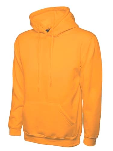 Image of Classic 300 GSM Hooded Sweatshirt Winter Wear | Heavy Cotton Polyester Blend | Brushed Fleece Hoodie with Kangaroo Pocket | 6XL | Orange