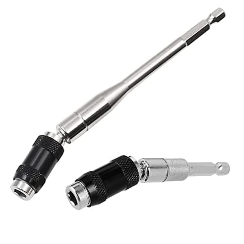 Image of Saipor 2pcs Pivot Drill Bit Holder Set 1/4" Hex Pivoting Bit Tip Holder Quick Release Magnetic Screwdriver Bit Holder Screw Drill Tip Extension Rod for Tight Spaces or Corners, 88mm and 145mm Length