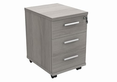 Image of Office Hippo Essentials Heavy Duty Storage Unit, Mobile Storage Cabinet, Featuring 3 Lockable Drawers, Suitable For Commercial Office, Home And Classroom, Alaskan Grey Oak, 50D x 40.4W x 59.5Hcm