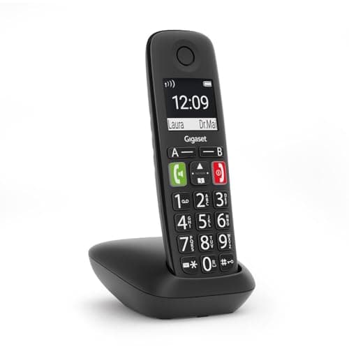 Image of Gigaset E290HX - DECT Handset with Charging Tray - Fritzbox Compatible - Cordless Senior Phone for Router and DECT Base - Large Display and Buttons, Black [German Version] [Without Base]