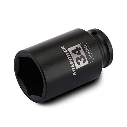 Image of MIXPOWER 1/2" Drive Deep Impact Socket, CR-MO, 34 mm, 6 Point, Axle Nut Impact Grade Socket for Easy Removal