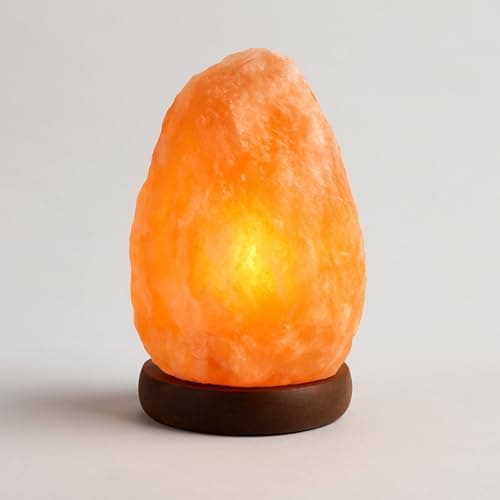 Image of ONEX Natural Himalayan Salt Lamp Hand Carved Crystal Rock Salt Lamp with Wooden Base Home Decor Table Lamp Stress Relief & Meditation (1-2 KG)