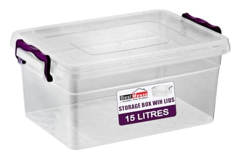 Image of Best House Plastic Storage Box with Lids - Pack of 1 - Heavy Duty, Stackable Clear Storage Container Use for Home, office, Kitchen, Toys and Goods (15 Litres)