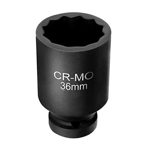 Image of Youyijia 1/2" 36mm Impact Socket Set - 12-Point Drive Double Deep Socket for Metric Axle Nut Removal
