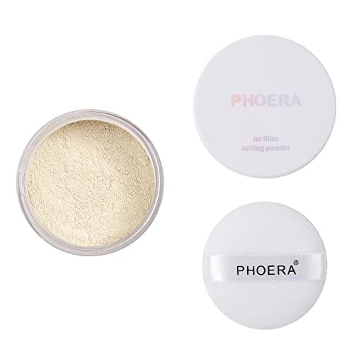 Image of AQUAPURITY PHOERA Loose Makeup Setting Matte Face Powder + Puff, Long Lasting Lightweight Foundation Make Up Fixer Beauty Blender Highlighter Palette - Ideal for Flash Photography (101- TRANSLUCENT)