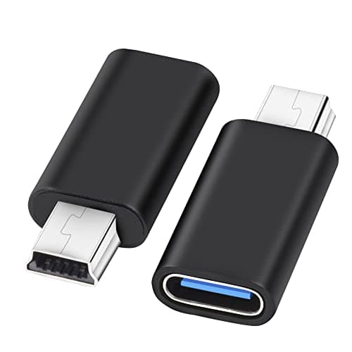 Image of Seminer USB C to Mini USB Adapter (2 Pack), Type C (Female) to Mini USB 2.0 (Male) Convert Connector, USB Mini to USB C Adapter Compatible with Digital Cameras, Computer, GPS etc (Black)