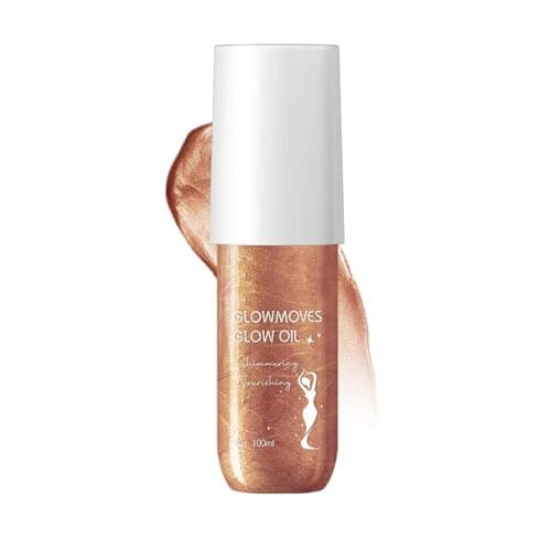 Image of Shimmer Body Oil for Women - Warm Terracotta with Peach Tones, Moisturizing Liquid Highlighter for Body, Non Greasy Glow Oil for Medium to Deep Skin, 100ml