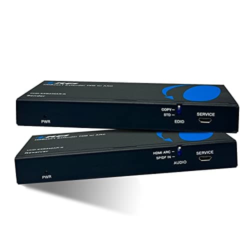 Image of OREI 4K HDMI Over Ethernet Extender - HDBaseT UltraHD @ 60Hz 4:4:4 Over Single CAT5e/6/7 Cable With HDR, ARC & IR Support, RS-232 - Up to 230 Ft - Power Over Cable - Audio Out