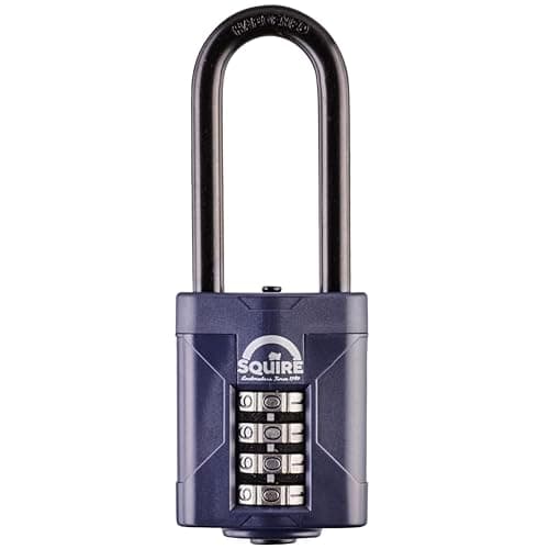 Image of Squire Heavy Duty Padlock (CP50/2.5) - Toughest Extra Long Shackle - 4 Wheel Combination Padlock - Alloy Steel for Corrosion Resistance - Weatherproof Lock for Home, School & Shed (Blue, 50 mm)