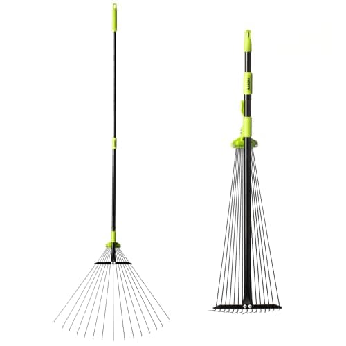 Image of Hardys Garden Rake - Telescopic Leaf Rake for Gardening | Heavy Duty Leaf & Grass Garden Rakes for Lawns & Yard Clean Up - 30-63 Inch Length - 7.5-22 Inch Span w/ 15 Tines