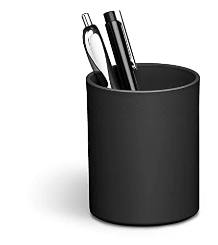 Image of Durable Eco-Friendly Pen Pot - Recycled Plastic & Blue Angel Certified - Office & Classroom Organiser Pen & Pencil Holders - Black - Pack of 6