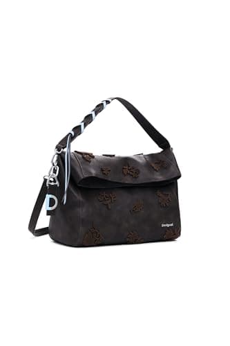 Image of Desigual cross body bag Loverty 3.0 Stencil Flower Shoulder Bag Chocolate dark brown