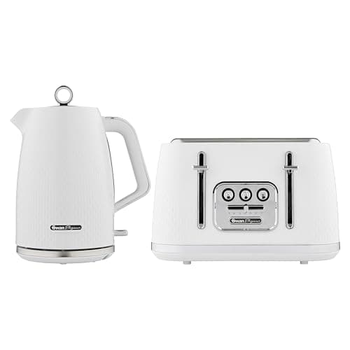 Image of Swan Elegance Kitchen Set, 1.7L Kettle & 4 Slice Toaster, White, SK14016WHT & ST19025WHT