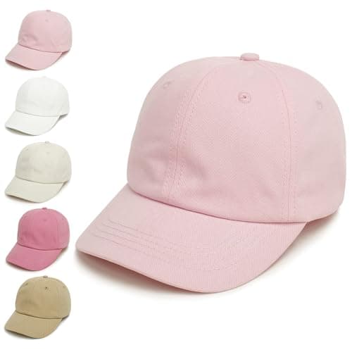Image of YANWANG Baby Kids Solid Color Baseball Caps Adjustable Cotton Sun-Hat for Toddler Boys Girls（Light Pink，2-5 Years）
