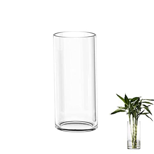Image of TSKDKIT Glass Vase for Flowers 20cm Glass Cylinder Vase Clear Vases for Living Room Modern Medium Vases 20 x 10cm