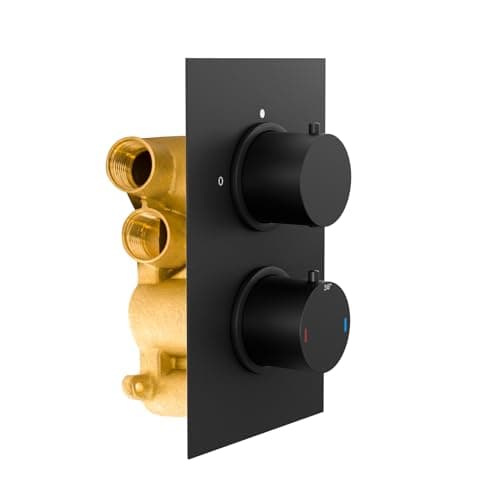 Image of Violet Modern Round 2 Way Concealed Thermostatic Shower Mixer Valve - Black Matt