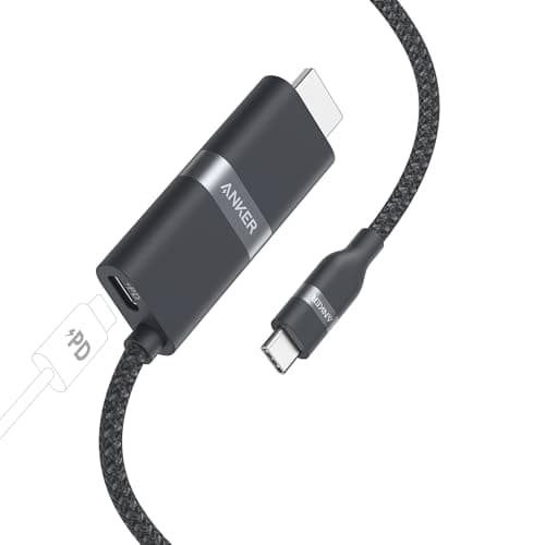 Image of Anker Nano USB C to HDMI Cable Adapter with 140W PD Fast Charging Port, 4K@60Hz HDMI to USB C Cord, Sustainable with Advanced Shielding, Thunderbolt 5/4/3 Compatible, for MacBook, iPhone, HD TV (3 FT)