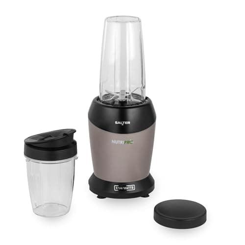 Image of Salter Nutripro Blender - Bullet Power Blender, Detachable BPA Free Blending Cups, Multipurpose 6-Wing Blade, Chop, Crush & Blend, Storage & Easy Drink Lid Included, 1L & 800ML Drinking Cups, 1200W