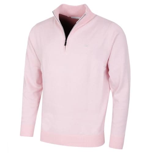 Image of Calvin Klein Mens Campus 1/2 Zip Sweater - Baby Pink - M